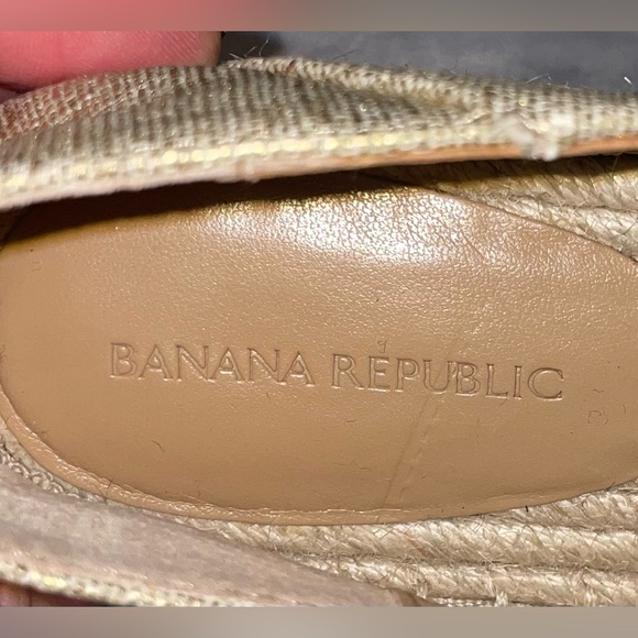 Banana Republic Women’s Gold Canvas Espadrille Flats Jute Boho Chic Resort Wear - Picture 11 of 13